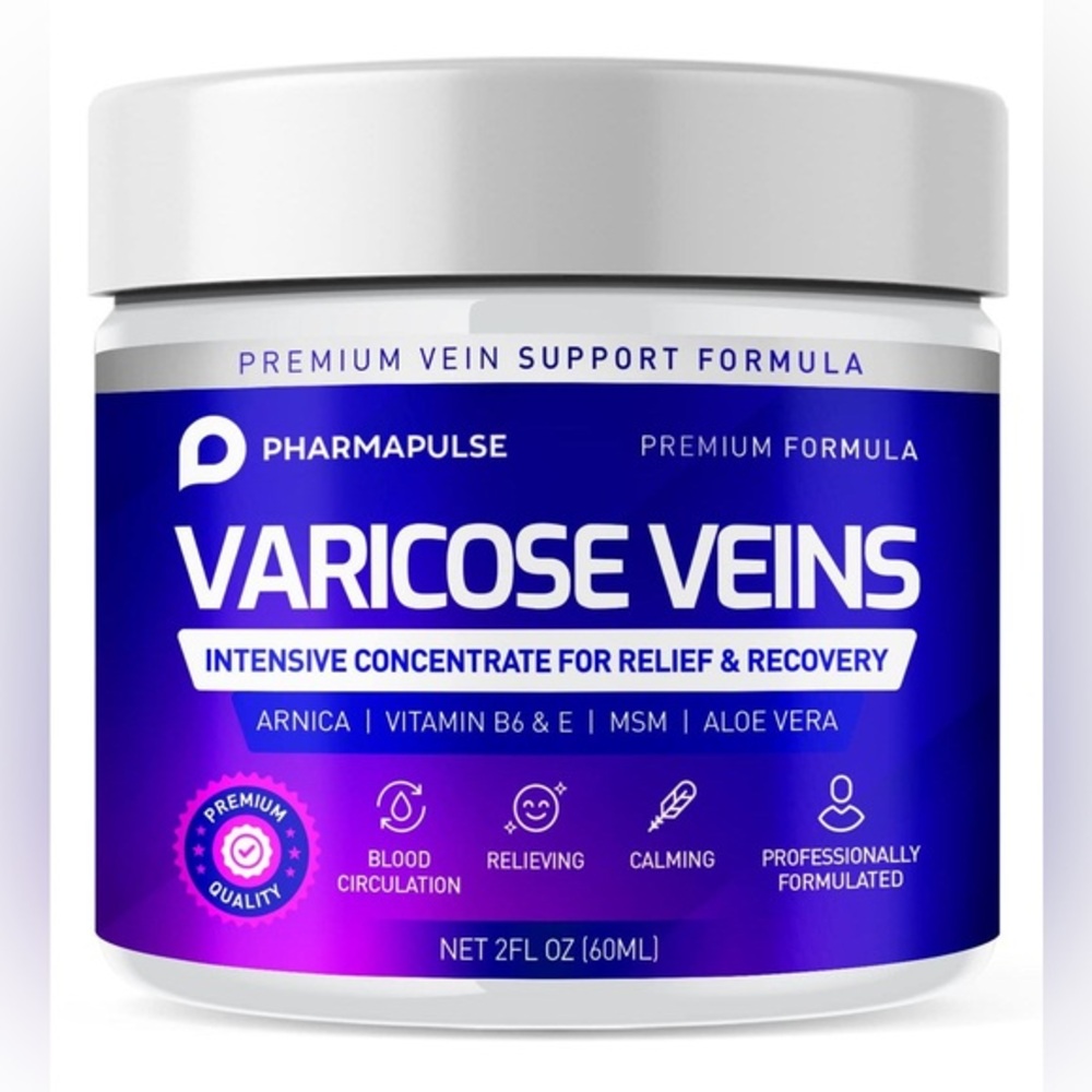 Pharmapulse Varicose Veins Cream 4 oz Leg Treatment Soothing Recovery Formula